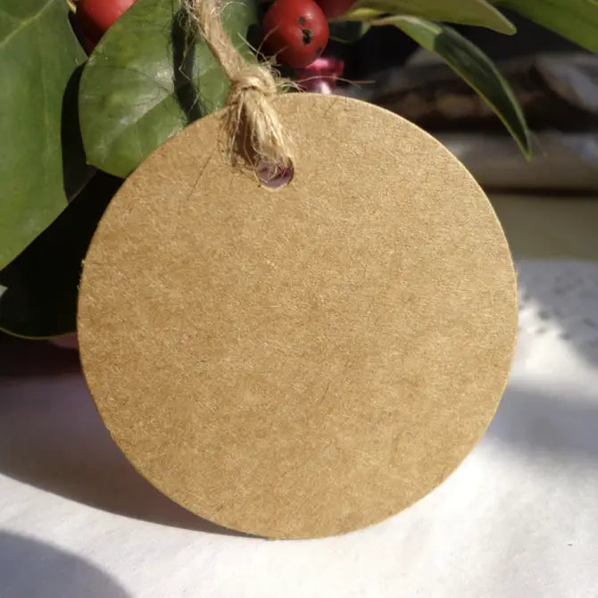100pcs, 1.4"& 2.0" circular kraft paper gift tag and card - ByHome