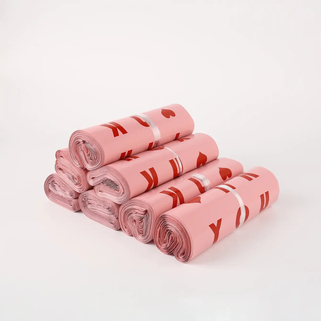 100pc, 13"x17" & 15"x20.5" & 18"x24", Pink Thank You PE Mailing Bag - ByHome