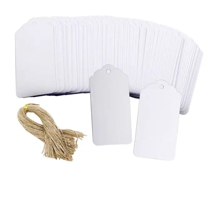 100pcs, 3.7"x1.8" Wavy edge blank message tag 3 colors - ByHome