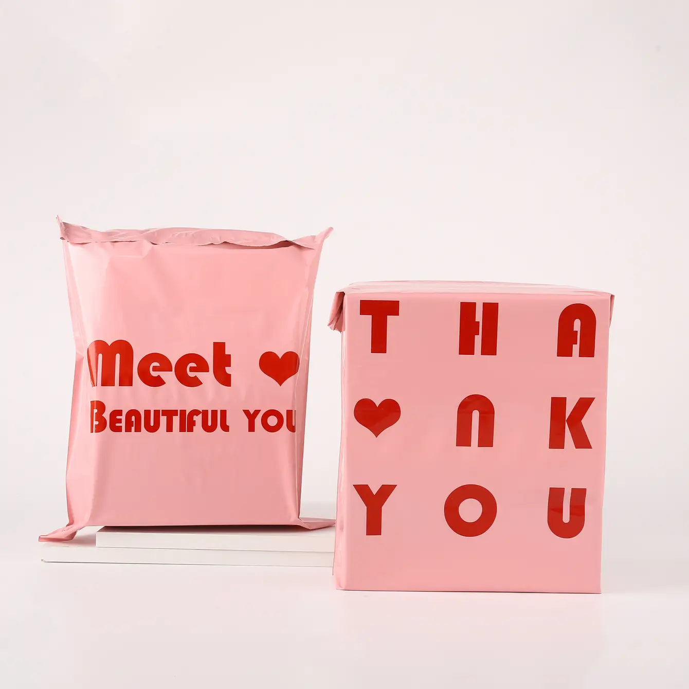 100pc, 13"x17" & 15"x20.5" & 18"x24", Pink Thank You PE Mailing Bag - ByHome