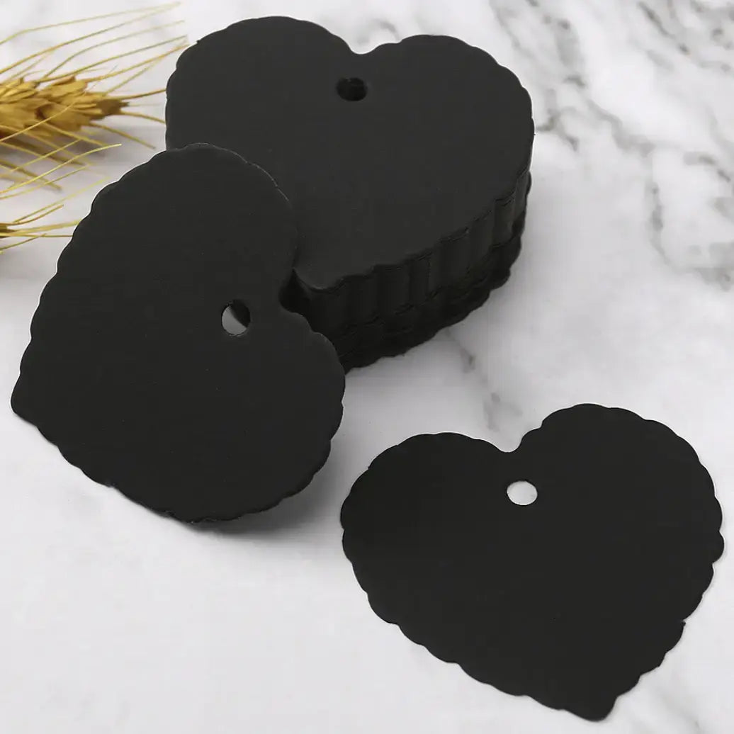 100pcs, 2.4x2" white black heart LOVE blank kraft paper tag - ByHome