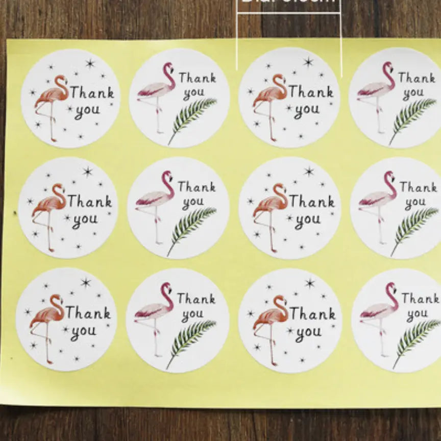 120 stickers 20 sheets, THANK YOU flamingo seal sticker - ByHome