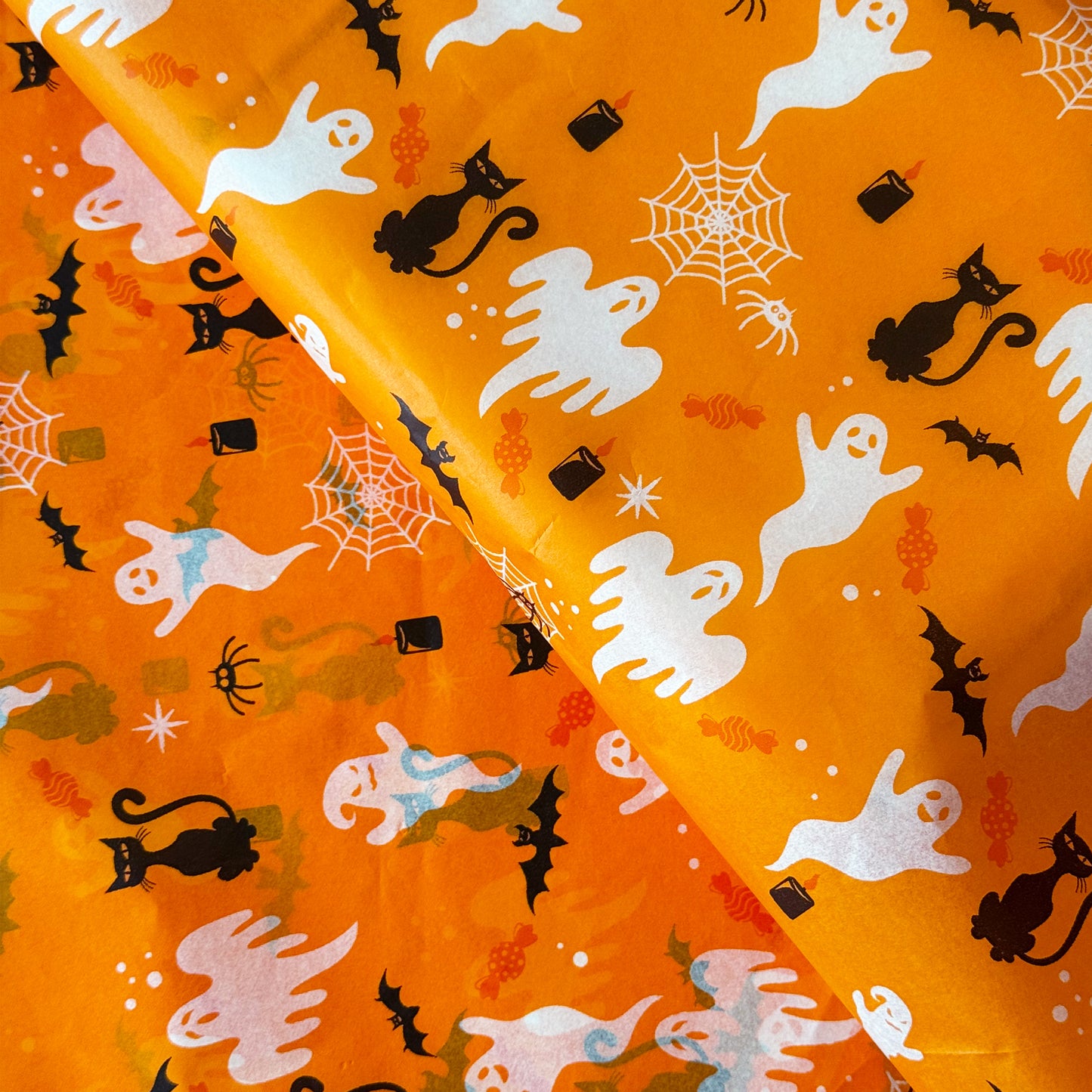 100 Bulk, 28" x 20" Orange Halloween 17g White Wrapping Tissue Paper Sheets
