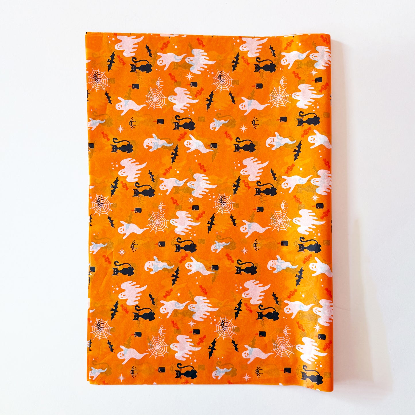 100 Bulk, 28" x 20" Orange Halloween 17g White Wrapping Tissue Paper Sheets