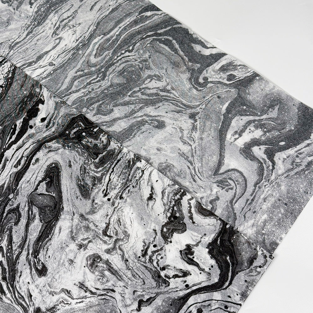 100 Bulk, 28" x 20" Black Marble Swirl 17g White Wrapping Tissue Paper Sheets