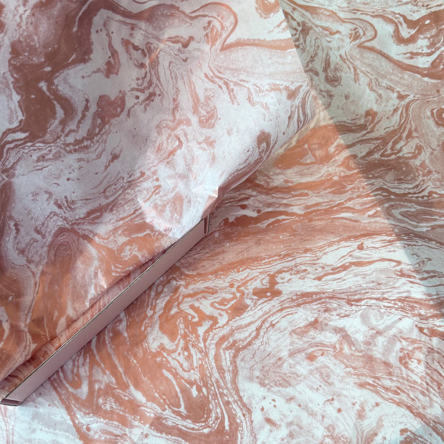 100 Bulk, 28" x 20" Rose Gold Marble 17g White Wrapping Tissue Paper Sheets