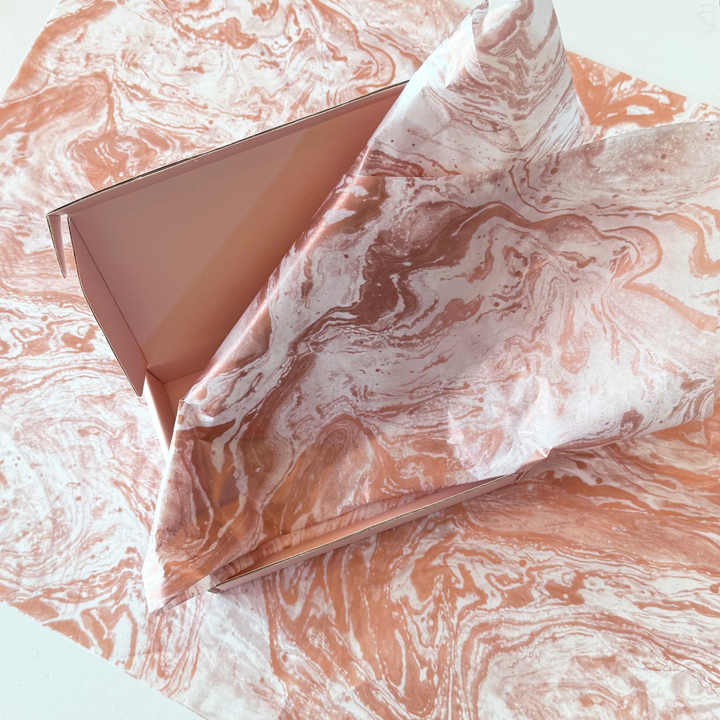 100 Bulk, 28" x 20" Rose Gold Marble 17g White Wrapping Tissue Paper Sheets