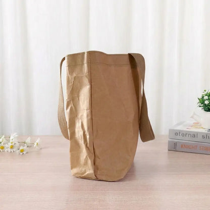10pc, Textural Reusable Waterproof Non-Tear Kraft Paper Tote Bag