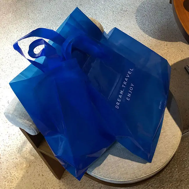 50pc, 3 sizes Blue Amber square Thickened transparent PE gift bag - ByHome
