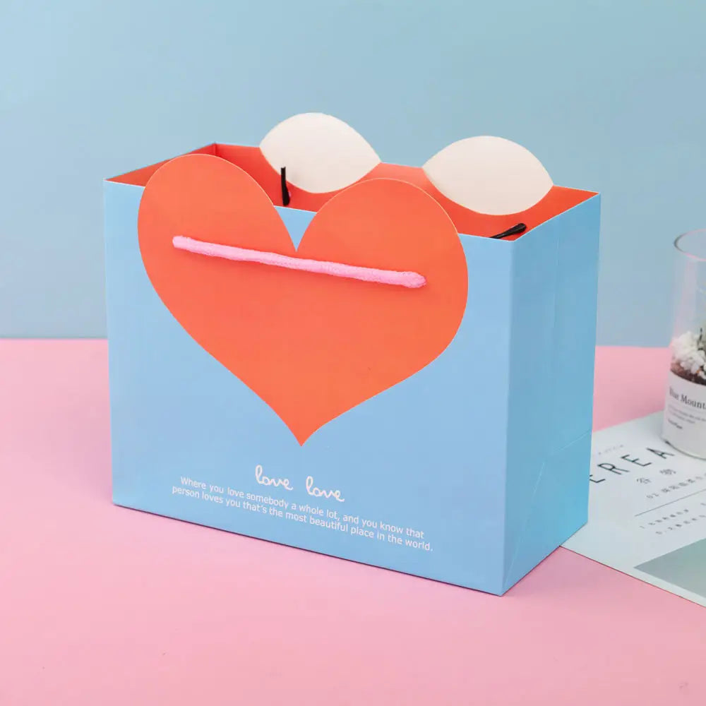10pcs, 5 colors dual-colored Love heart paper gift bag - ByHome