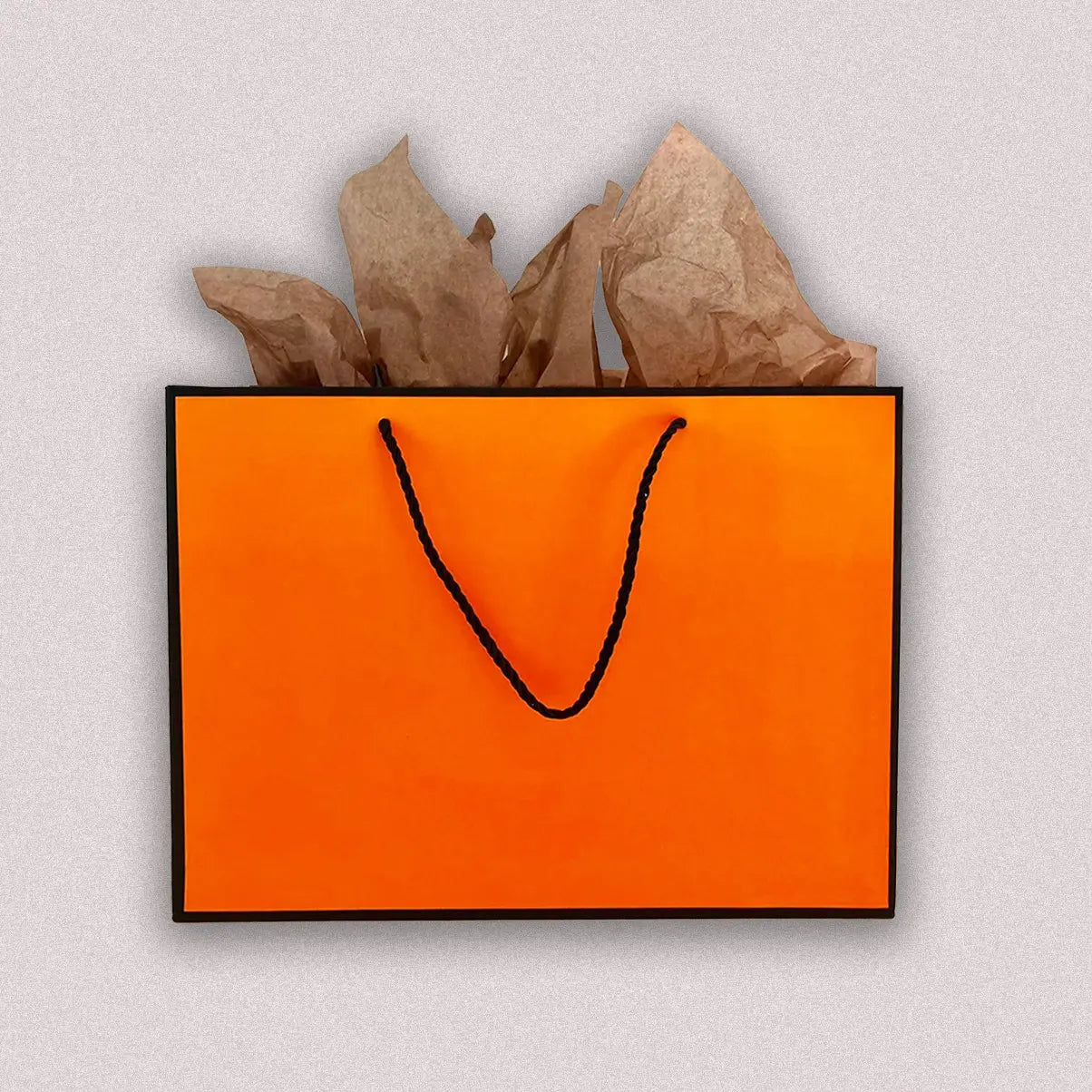 10pcs, Bright Orange with Black border paper gift Bag - ByHome