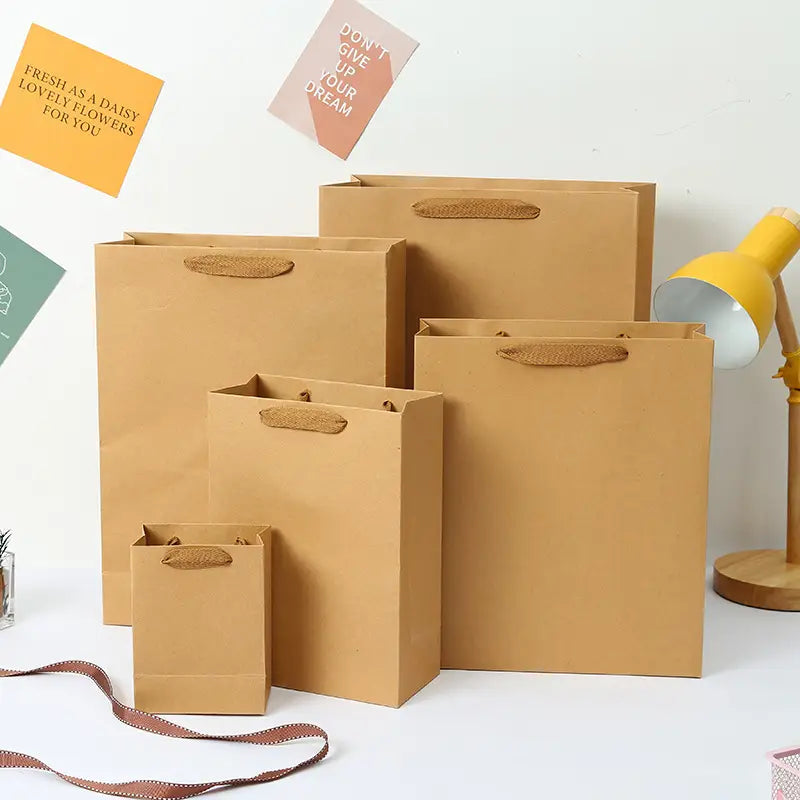 10pcs, 5 sizes vertical Kraft Brown Paper Gift Bag - ByHome