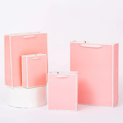 10pcs, Pink with white border paper gift bag - ByHome