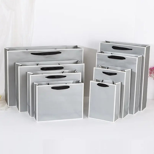 10pcs, 8 sizes silver Gray White Border paper Gift Bag - ByHome