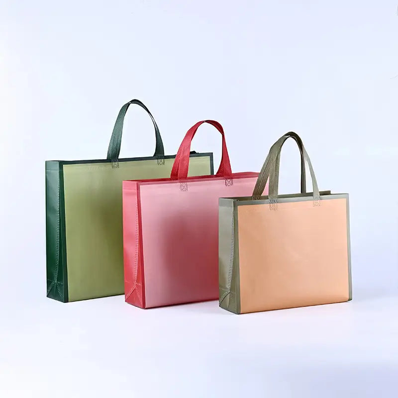 50pcs, 3 Sizes 3 colors Dual-Colored border Non-Woven Bags - ByHome