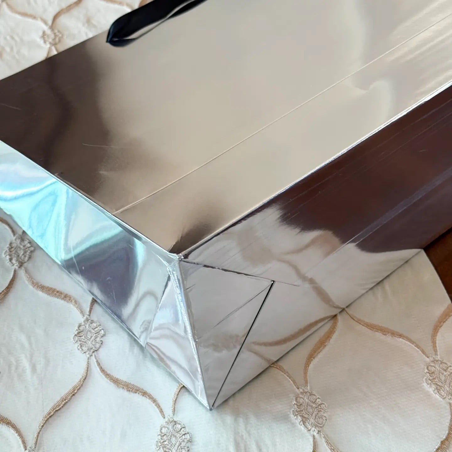 10pcs, Reflective Mirror Metallic silver paper gift bag w/ tissue - ByHome