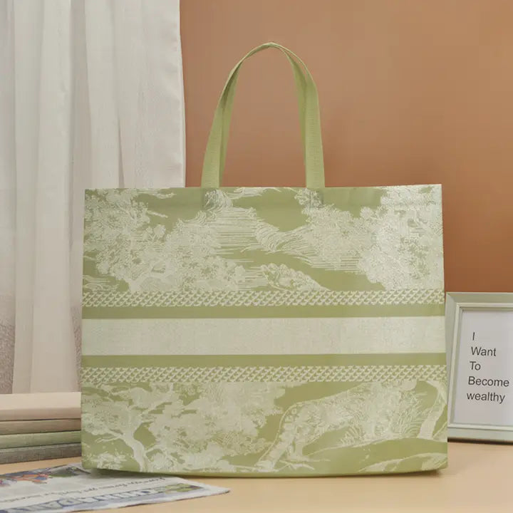 50 pcs, 3 sizes Matcha green line art non-woven gift bag - ByHome