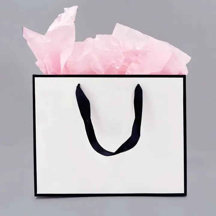 10pcs, White with black border premium paper gift bag - ByHome