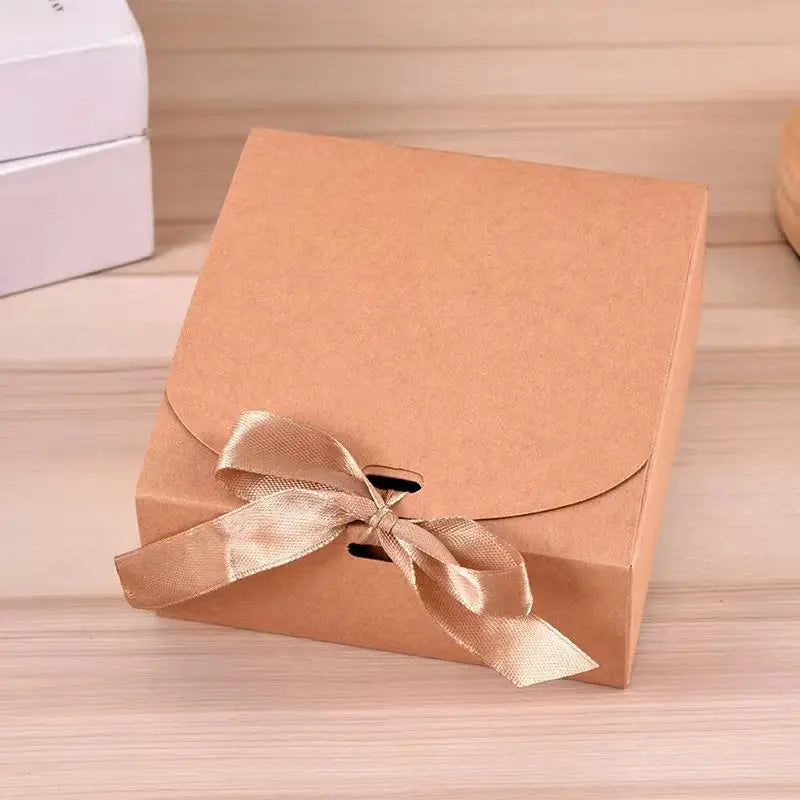 25pcs, 5 colors 3 sizes square paper gift box w/ ribbon - ByHome
