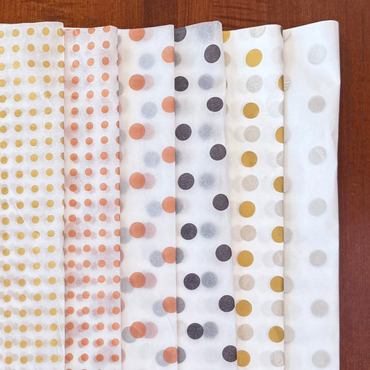 100 Bulk, 28" x 20" Polka Dots 17g Wrapping Tissue Paper Sheets