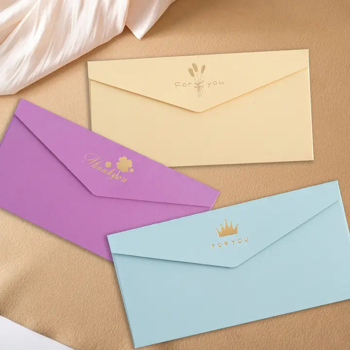 50 pcs, 3 colors Foil stamped V-flap Invitation Envelope - ByHome