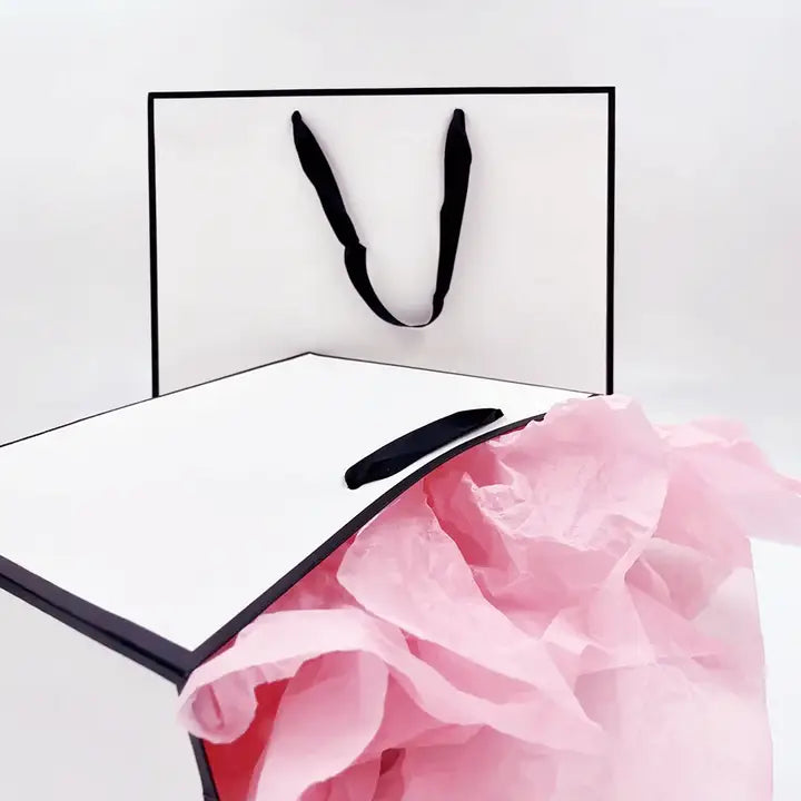 10pcs, White with black border premium paper gift bag - ByHome