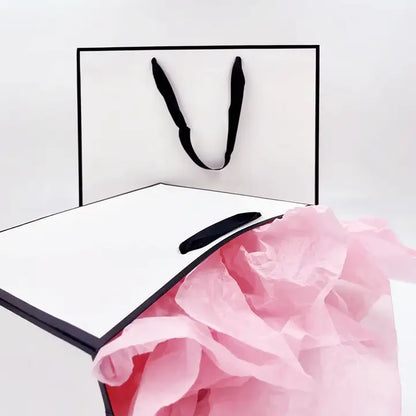 10pcs, White with black border premium paper gift bag - ByHome
