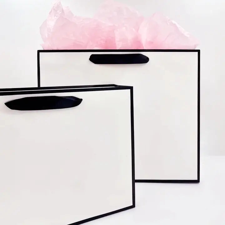 10pcs, White with black border premium paper gift bag - ByHome