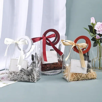 10 pcs, 3 sizes Transparent PVC gift Bag with ring handle - ByHome