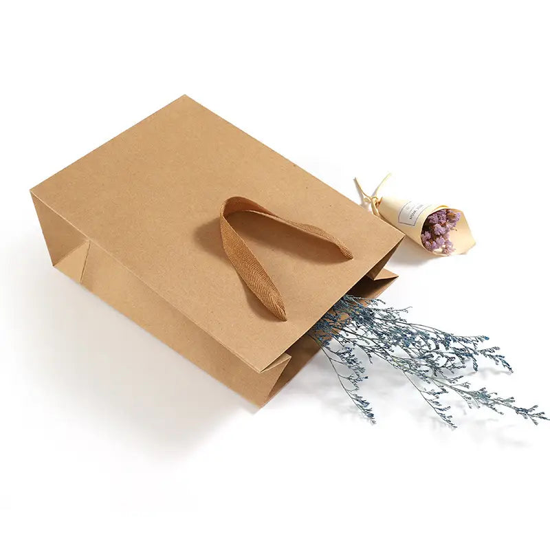 10pcs, 5 sizes vertical Kraft Brown Paper Gift Bag - ByHome
