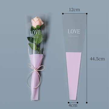50 pcs, 2 sizes 3 colors LOVE flower OPP bag Bouquet sleeve - ByHome