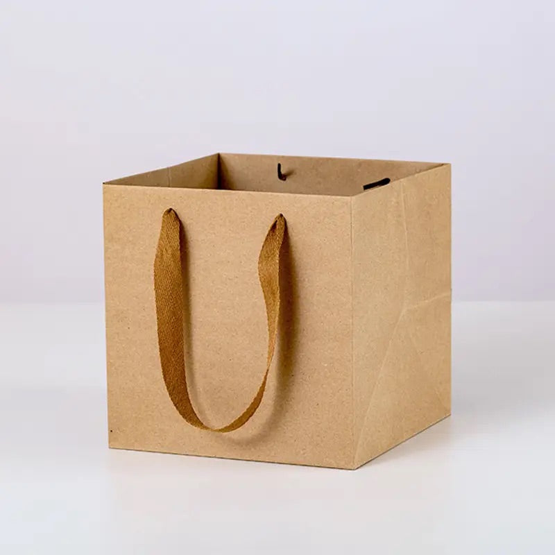 10pcs, 6 sizes Square premium Brown Kraft Paper Gift Bag - ByHome