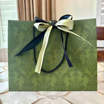 10pcs, Vintage pattern black green Bow Tie gift bag w/tissue - ByHome