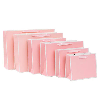 10pcs, Pink with white border paper gift bag - ByHome