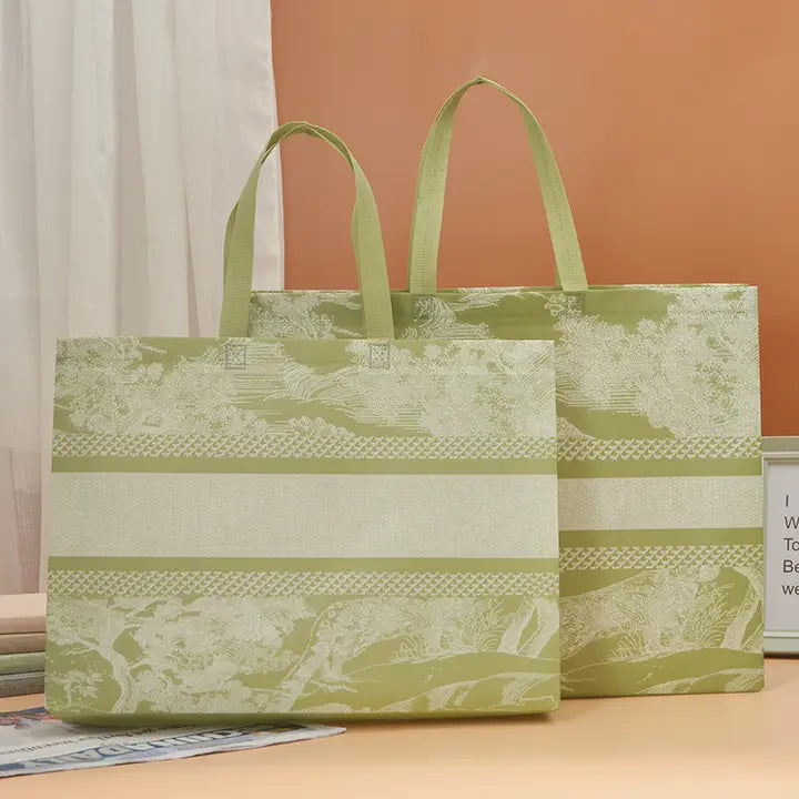50 pcs, 3 sizes Matcha green line art non-woven gift bag - ByHome