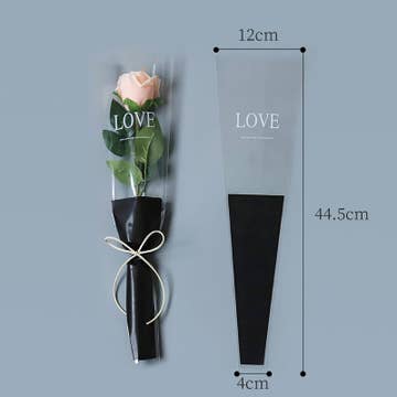 50 pcs, 2 sizes 3 colors LOVE flower OPP bag Bouquet sleeve - ByHome