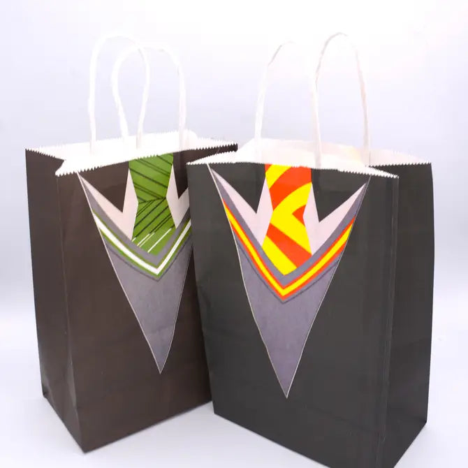 25pc, 8.3"x6" 2 colors tie kraft paper gift bag - ByHome
