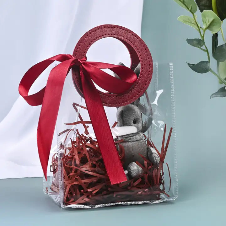 10 pcs, 3 sizes Transparent PVC gift Bag with ring handle - ByHome