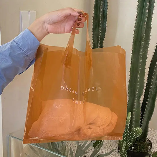 50pc, 3 sizes Blue Amber square Thickened transparent PE gift bag - ByHome