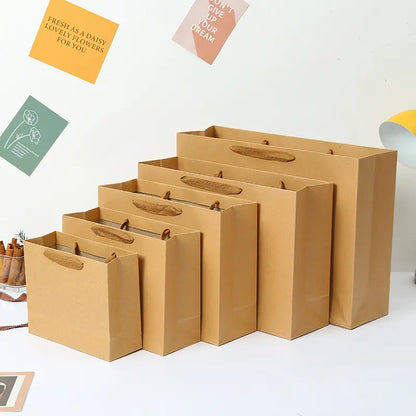 10pcs, 6 sizes horizontal Kraft Brown Paper Gift Bag - ByHome