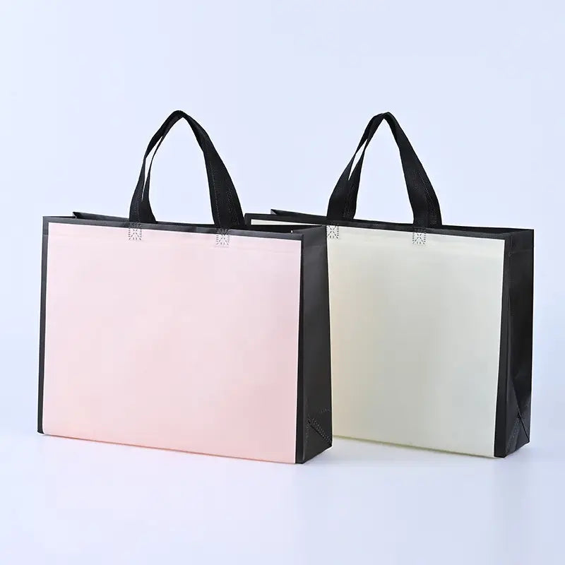 50pcs, 3 size light Pink w/ black border non-woven gift bag - ByHome