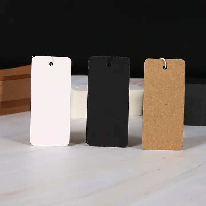 100pcs, 3x1.5" Black Kraft white colored blank tag card - ByHome