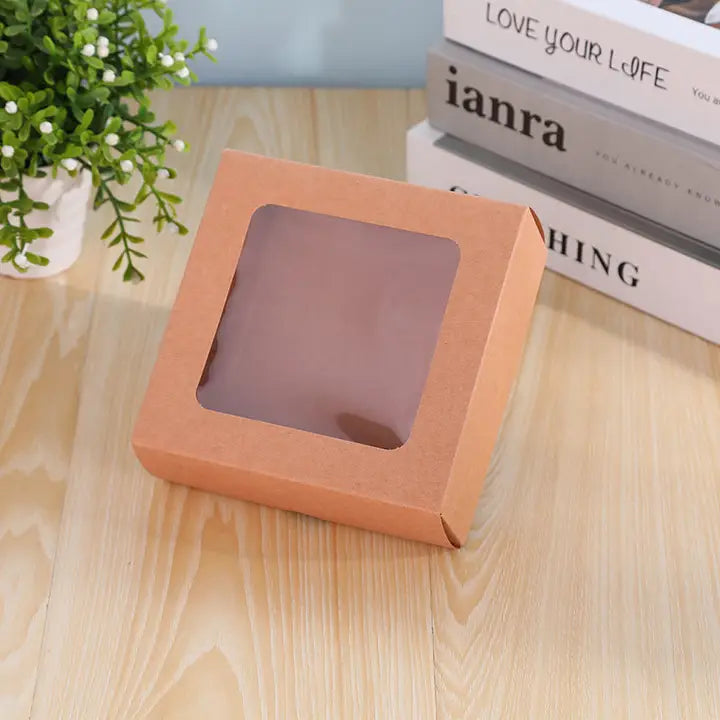 25pcs, 3 size Kraft white transparent window 2 part Gift Box - ByHome