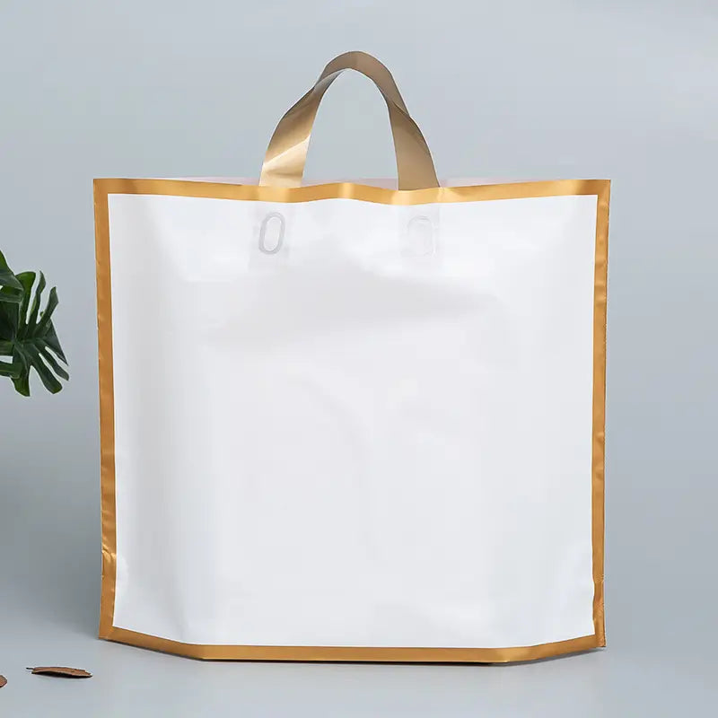50pcs, 3 colors 12"x10"x3" frosted gold border EVA gift bag - ByHome