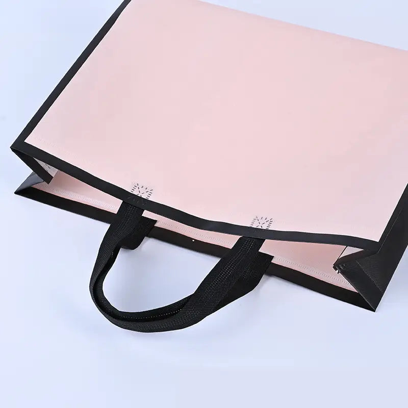 50pcs, 3 size light Pink w/ black border non-woven gift bag - ByHome