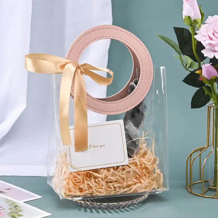 10 pcs, 3 sizes Transparent PVC gift Bag with ring handle - ByHome
