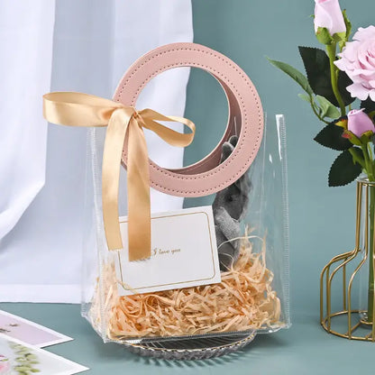 10 pcs, 3 sizes Transparent PVC gift Bag with ring handle - ByHome