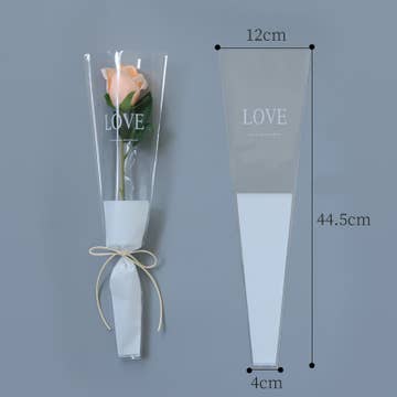 50 pcs, 2 sizes 3 colors LOVE flower OPP bag Bouquet sleeve - ByHome
