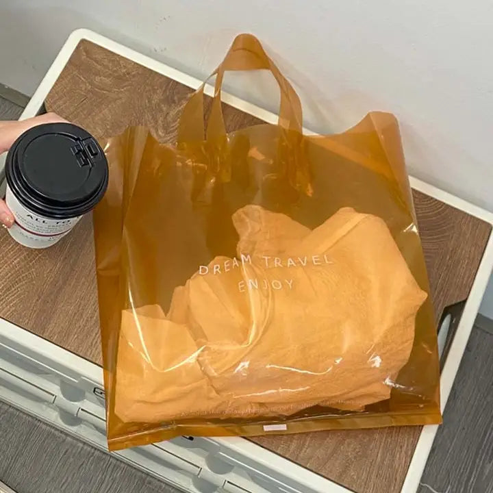 50pc, 3 sizes Blue Amber square Thickened transparent PE gift bag - ByHome