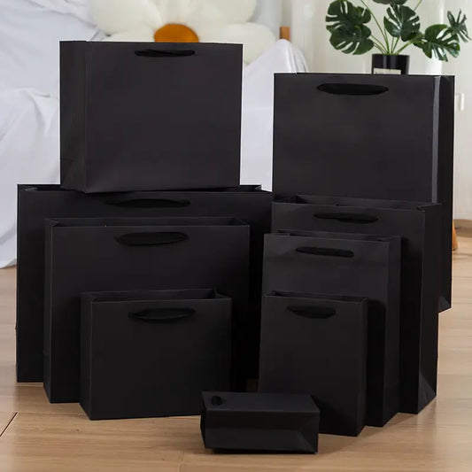 10pcs, 9 sizes all Black premium paper Gift Bag - ByHome